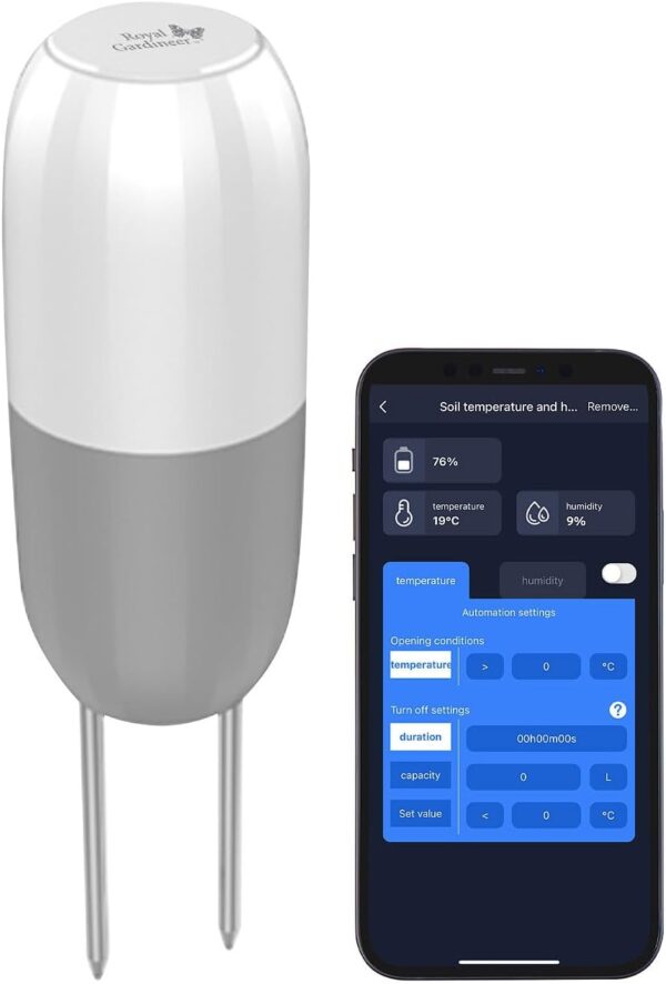 Royal Gardineer 2-in-1 Bodenfeuchte- & Temperatursensor WLAN App IP65