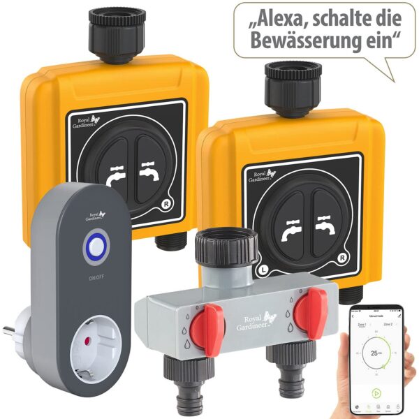 Royal Gardineer Dual-Ventil WLAN-Bewässerung mit 2 Ventilen
