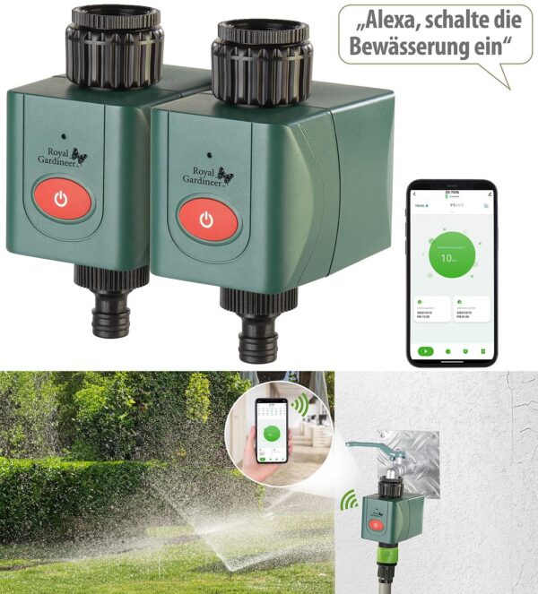 Royal Gardineer Elesion: 2 WLAN-Bewässerungscomputer mit App & Wetterkompensation