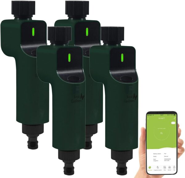 Royal Gardineer ZigBee Bewässerungsset: 4 Ventile mit App- & Sprachsteuerung