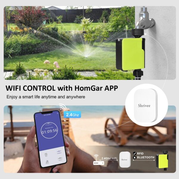 Shrivee Intelligenter WiFi-Bewässerungs-Timer mit App & Verbrauchs-Monitoring