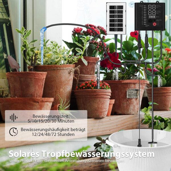 Solar Tropfbewässerung mit 12 Timern, Sensor & 15m Schlauch