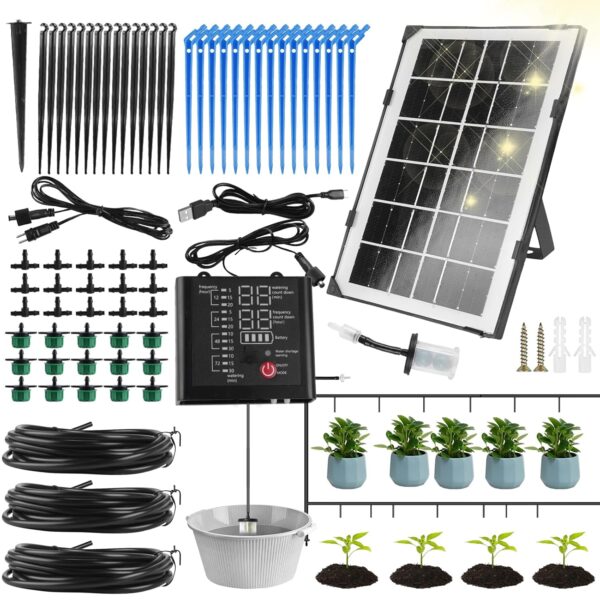Solar Tropfbewässerung mit 12 Timern, Sensor & 15m Schlauch