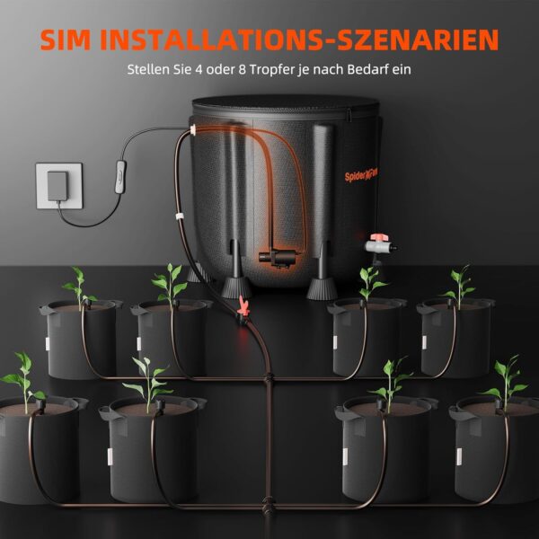 Spider Farmer Automatisches Bewässerungssystem mit 50L Eimer, 25W Pumpe & Sensor für Grow-Zelt