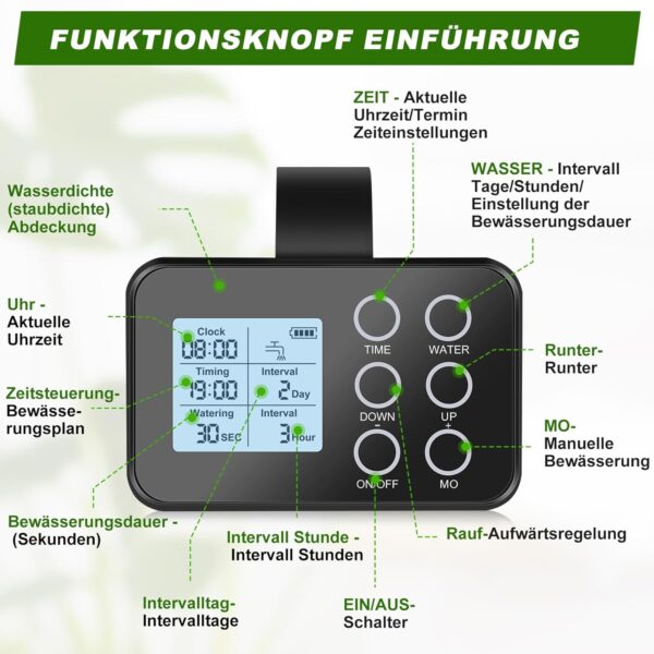 Tipkook Automatisches Bewässerungssystem für Innenpflanzen, programmierbar mit Feuchtigkeitssensor