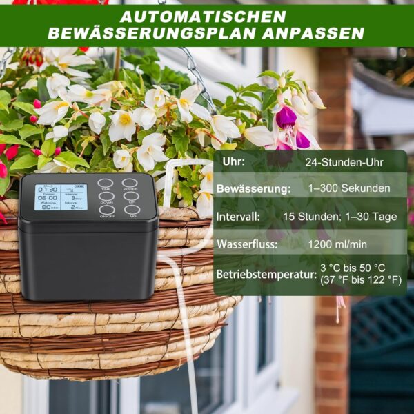Tipkook Automatisches Bewässerungssystem für Innenpflanzen, programmierbar mit Feuchtigkeitssensor