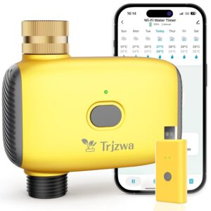 TRJZWA WiFi-Bewässerungscomputer mit Messinganschluss, Fernsteuerung & Regenverzögerung