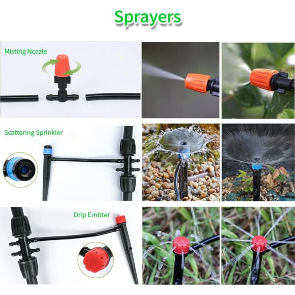 Tropfbewässerungs-Set 60m+12m Automatisch Einstellbarer Nebel für Garten