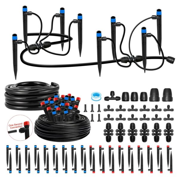 Tropfbewässerungsset Garten Hochbeet 76m 1/2" & 1/4" Quick Connect