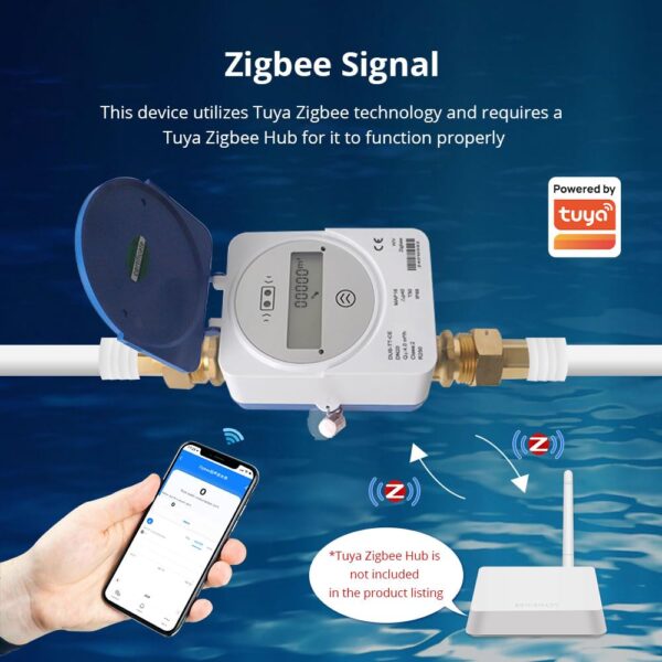 Tuya Zigbee Ultraschall-Wassermesser IP68 LCD DN15