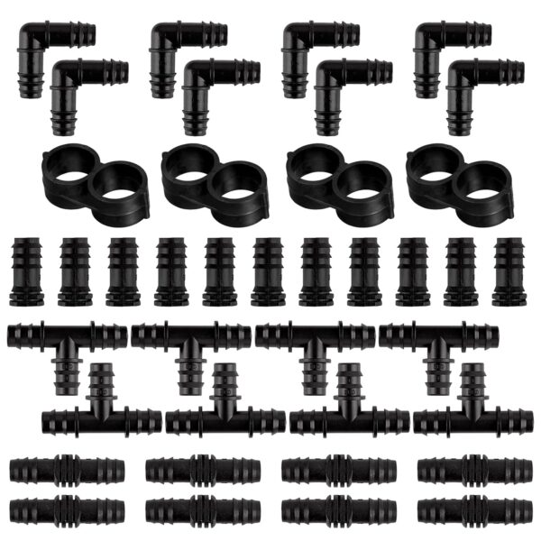 UFLF Bewässerungsverbinder-Set 16 mm: T-Stücke, Winkel, Stopfen - 75 Stk