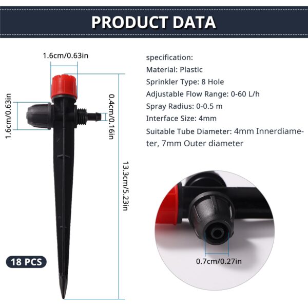 VooGenzek 18er Set verstellbarer 360° Tropfer 8-Loch mit Arretierung