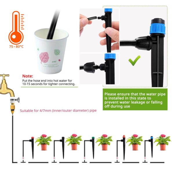 VooGenzek 20 Stk. 360° verstellbarer Bewässerungssprinkler für 4/7 mm Schlauch