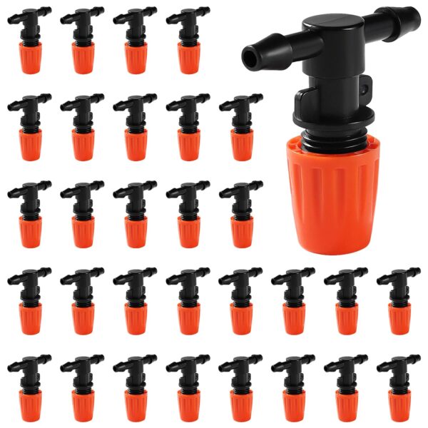 VooGenzek 30er Set Sprühköpfe T-Verbindungen, Gartennebel-Kühlung, Orange