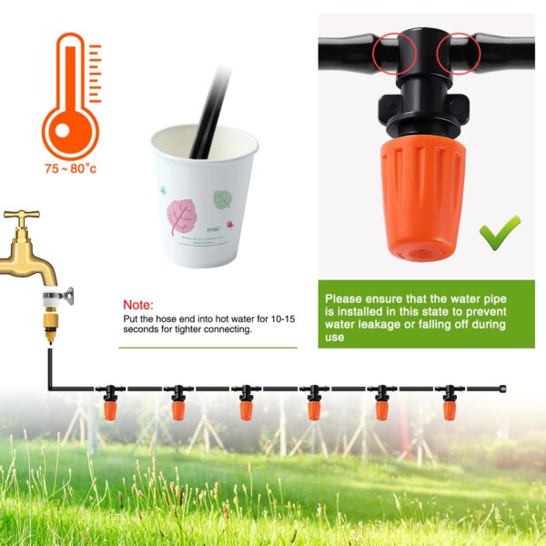 VooGenzek 30er Set Sprühköpfe T-Verbindungen, Gartennebel-Kühlung, Orange