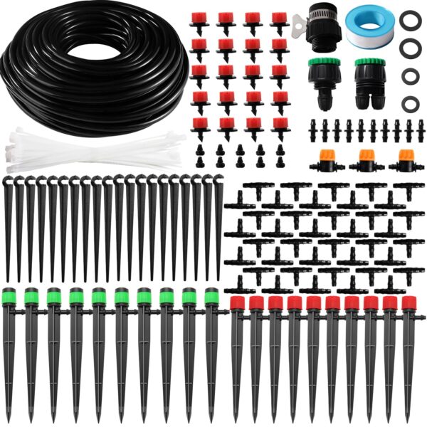 VooGenzek 4/6 mm Bewässerungskit 162 Teile 25 m Schlauch DIY