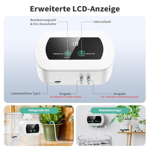 YAOBLUESEA Automatisches Tropfbewässerungssystem mit 10m Schlauch, Antisiphon, 10 Tropfern für Indoor