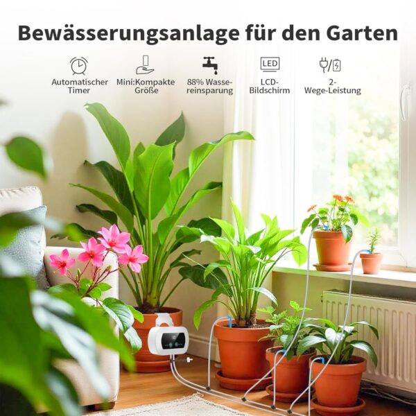 YAOBLUESEA Automatisches Tropfbewässerungssystem mit 10m Schlauch, Antisiphon, 10 Tropfern für Indoor