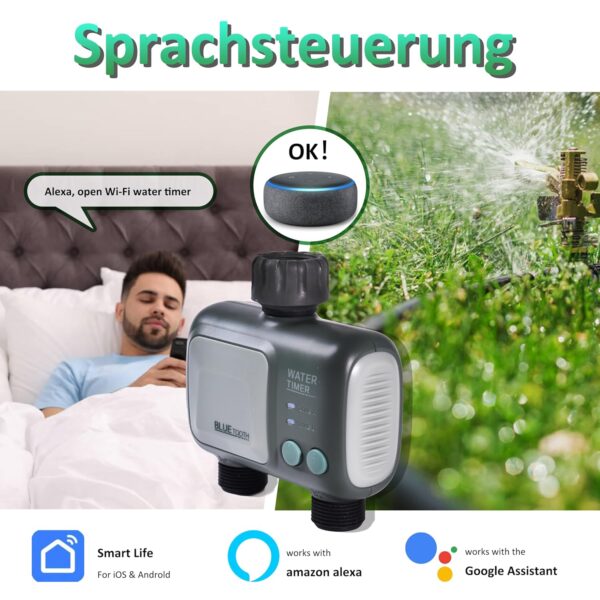 ZOYIZEN Intelligenter Bewässerungs-Timer Wi-Fi 2 Ausgänge Wasserdicht